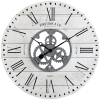 FirsTime & Co. White Shiplap Gears Wall Clock, Farmhouse, Analog, 27 x 2 x 27 in