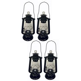 Lot of 4 - 12 Inch Black Hurricane Kerosene Lantern Light Table Decorative Lamp