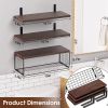 2 In 1 Floating Shelves Wall Mounted with Storage Basket Bathroom Shelves Over Toilet Wooden Shelves for Bedroom Living Room Kitchen Office Wall Decor