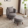 30.7" Wide Accent Chair with Ottoman Armchair Upholstered Reading Chair Single Sofa with Wooden Leg and Throw Pillow for Living Room Bedroom Dorm Room