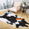 1pc Premium Faux Cowhide Rug 4.9 X 6.6 Feet, Durable And Large Size Cow Print Rugs, Suitable For Bedroom Living Room Western Decor, Faux Fur Animal Co