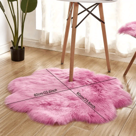 1pc, Soft and Plush Flower Shaped Fur Rug - Faux Sheepskin Area Rug for Bedroom, Sofa, and Nursery - Machine Washable and Perfect for Living Room and (Color: Rose Red, size: 60*60cm/23.62in*23.62in)