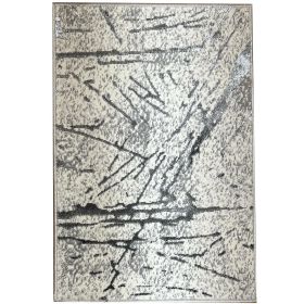 Shifra Luxury Area Rug in Gray with Silver Abstract Design (Color: as Pic)