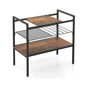 Freestanding Compact Shelving Unit Storage Shelves (Color: Brown A, Type: Storage Shelf)