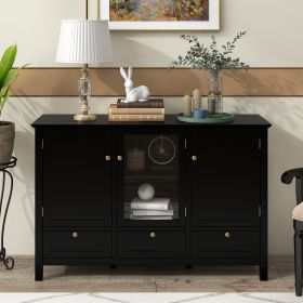 44.9" Modern Accent Cabinet Console Table Sideboard with 3 Doors & 3 Drawers for Living Room, Dining Room (Color: black)