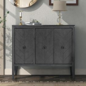 Accent Storage Cabinet with Adjustable Shelf - Wooden Construction for Entryway, Living Room, Bedroom (Color: Antique Gray)