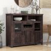 TREXM Retro Sideboard Multifunctional Kitchen Buffet Cabinet with Wine Rack, Drawer and Adjustable Shelves for Dining Room, Living Room