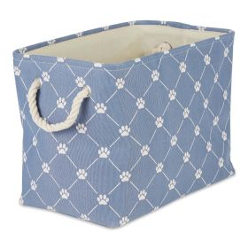 Multipurpose Pet Storage Bin Rectangle Small with Printing (Color: Stonewash Blue, size: 14x8x9 inch)