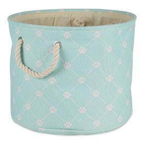 Multipurpose Pet Storage Bin Round Small with Printing (Color: Light Aqua, size: 9x12x12 inch)