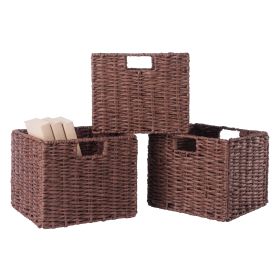 Tessa 3-Pc Woven Rope Basket Set; Foldable; Walnut (SKU: 94810)