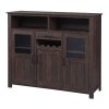 TREXM Retro Sideboard Multifunctional Kitchen Buffet Cabinet with Wine Rack, Drawer and Adjustable Shelves for Dining Room, Living Room